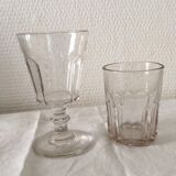 Old ribbed glasses without a foot