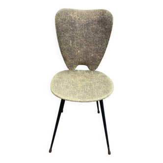 Petal chair in green gold skai leather and black metal 1950 Sery