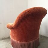 Orange velvet toad armchair