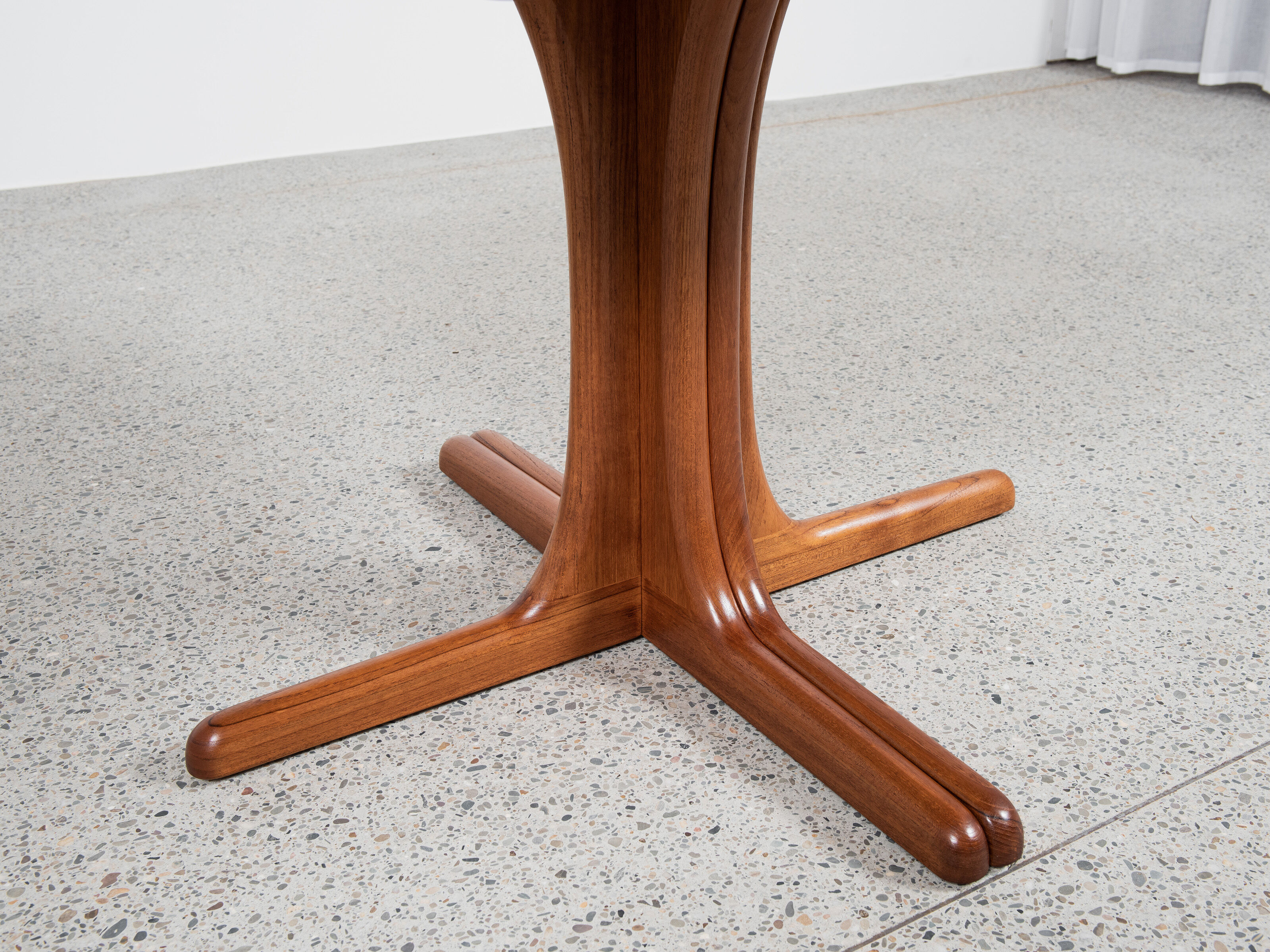 Midcentury Danish round teak dining table with 2 extensions 1960s
