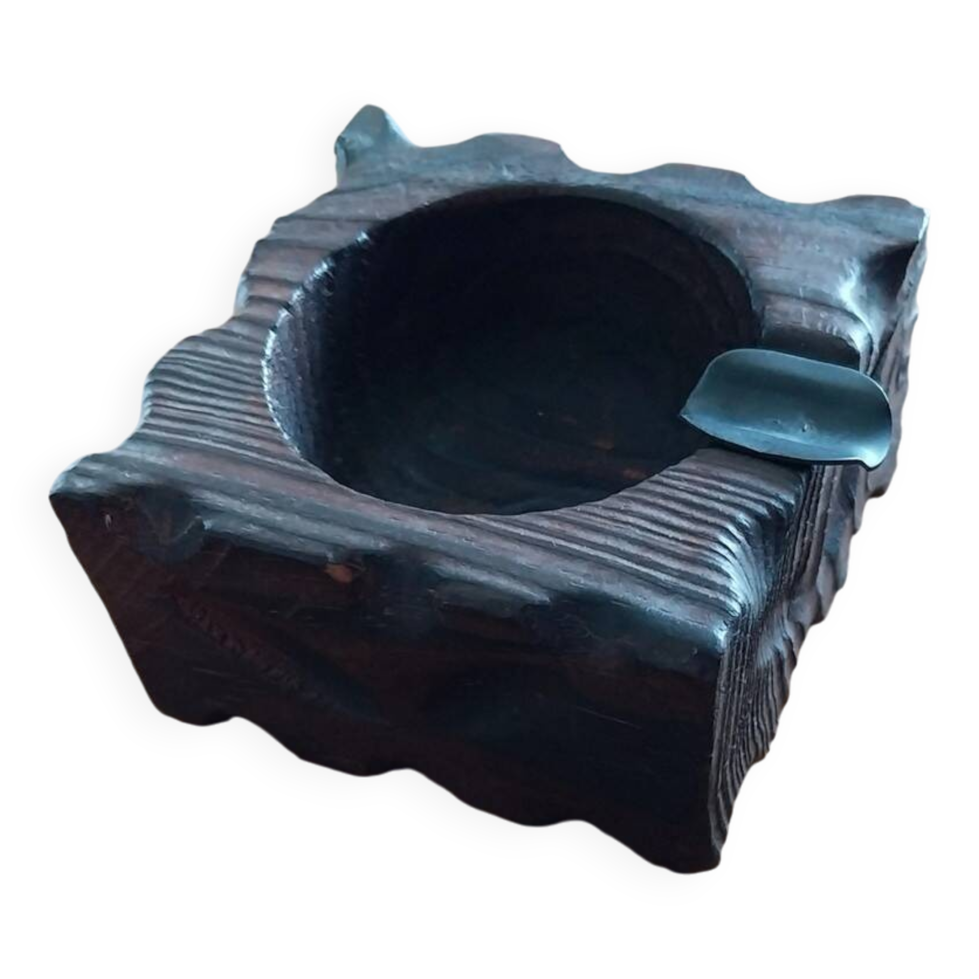 vintage ashtray molded in wood