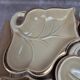 Vintage aperitif service 5 leaf bowls – Poët Laval art ceramics – gilding