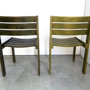 Vintage Wilkhahn stackable dining chair, green stained wood, Germany, 1970s
