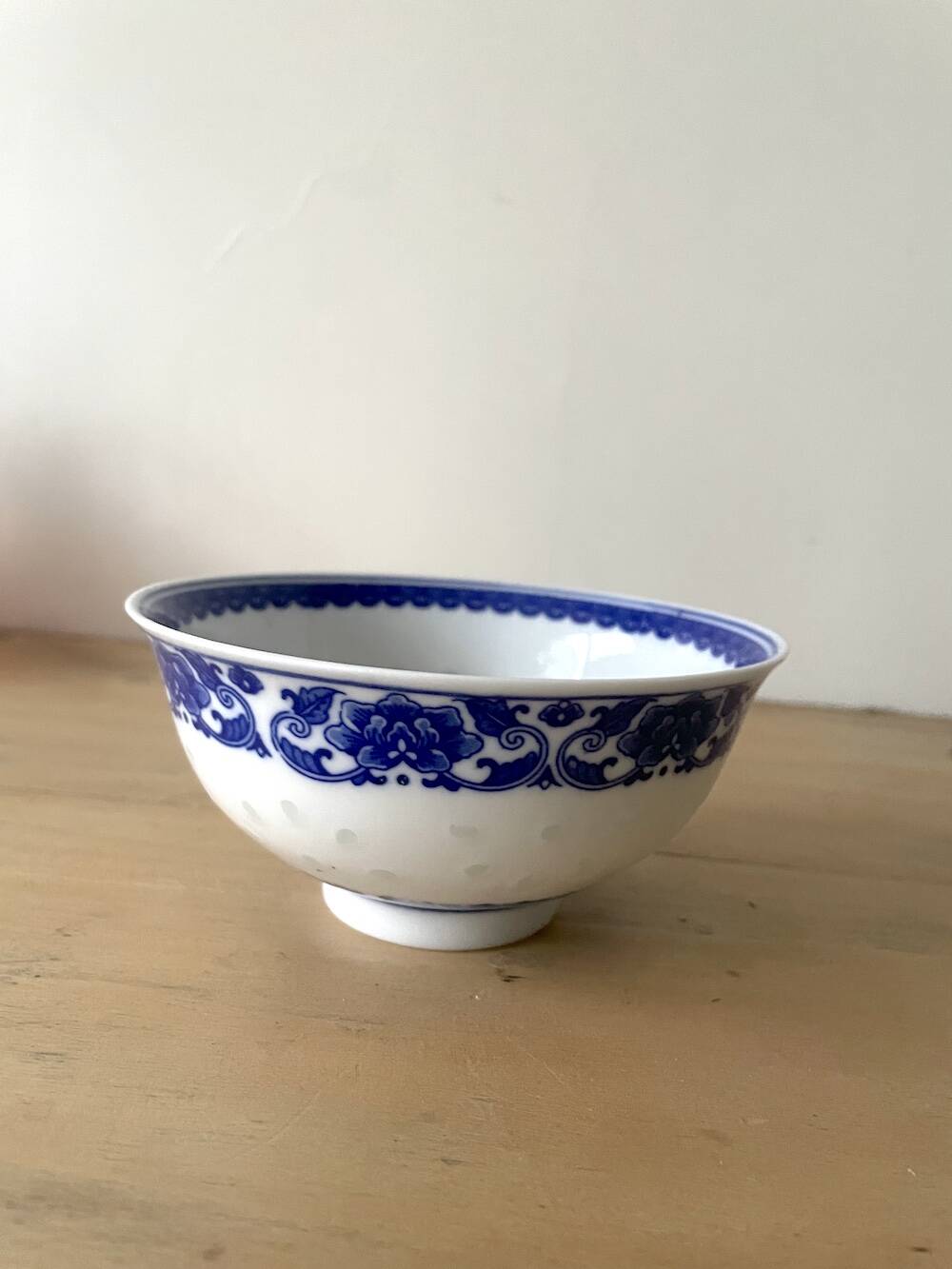 Chinese rice grain porcelain bowl