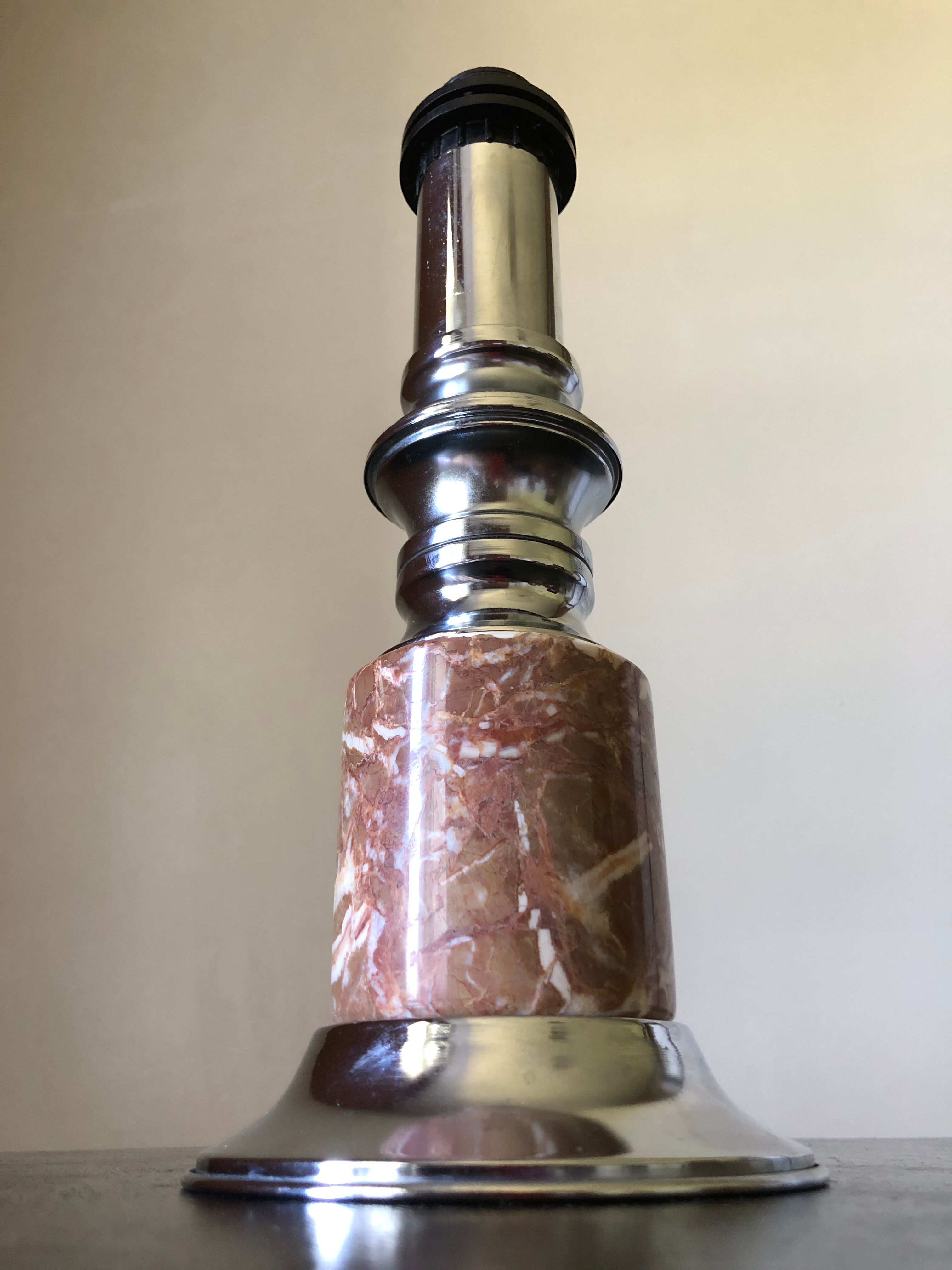 Lamp foot chrome and pink marble