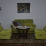 Green corduroy modular sofa, 1970s