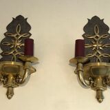 Pair of Art Deco wall sconces in the style of Jules Leleu.