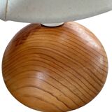 vintage wooden ball lamp small model with fabric shade 80's design