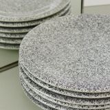 Set of 6 flat plates in speckled stoneware Italy