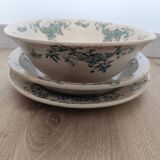 Trio of dishes: Salad bowl, Vegetable dish & Deep plate Faïence de Lyon Model