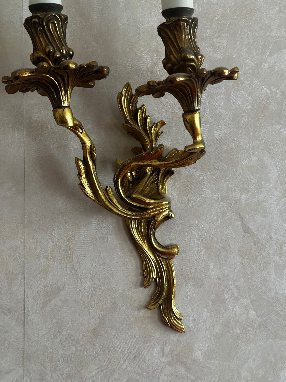 3 wall sconces - Louis XV / Rocaille style in gold