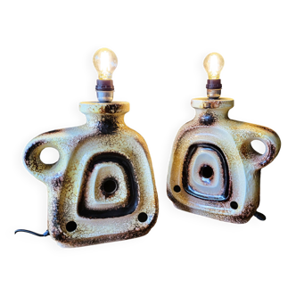 Pair of Fat Lava Ceramic "Lamp Bases" 70s'