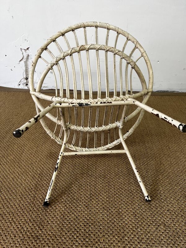 Fauteuil coquille rotin enfant