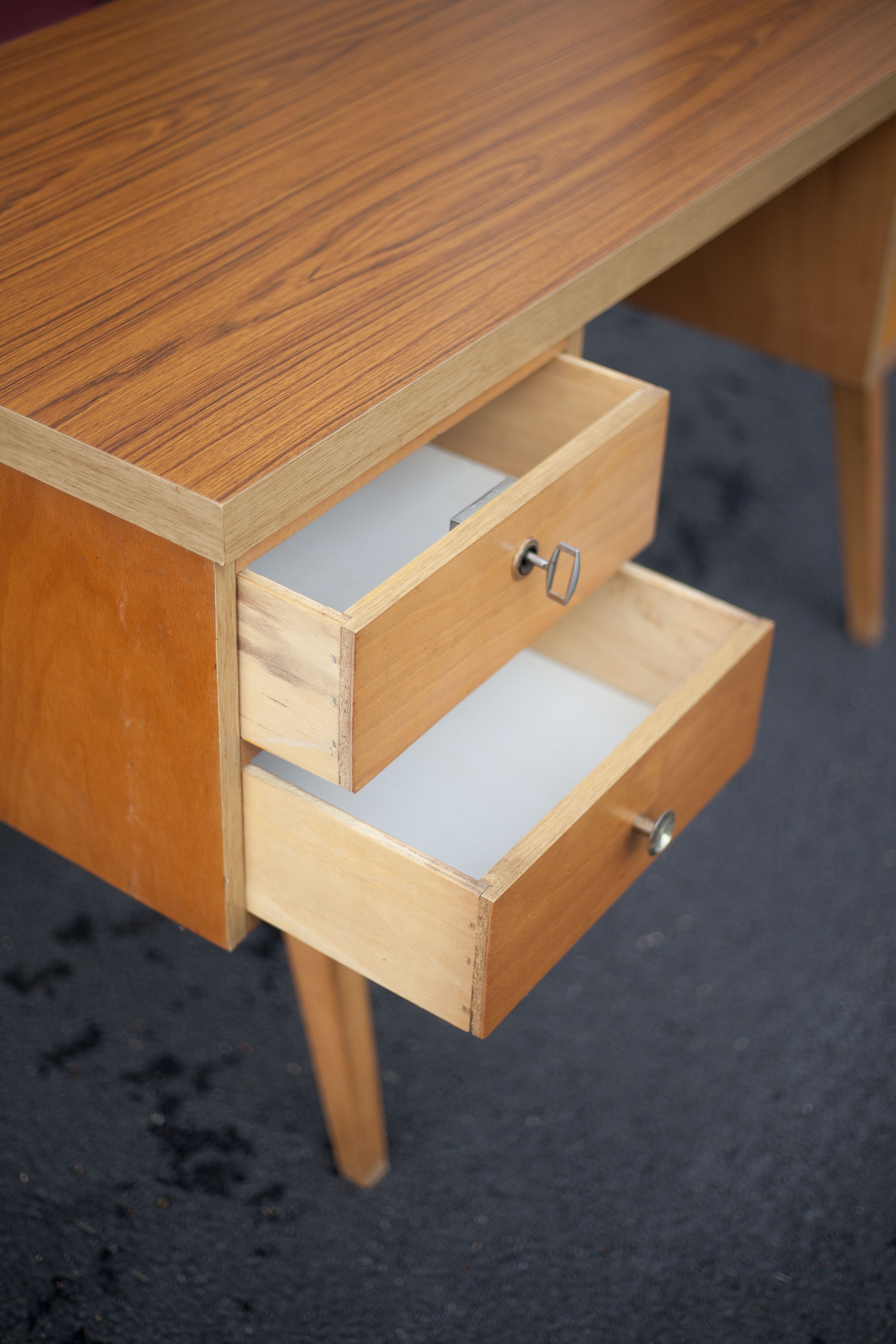 German 60s office in beech wood, compass feet