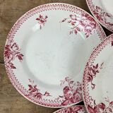 Lot of 6 plates in porcelain of Gien model Pomponnette