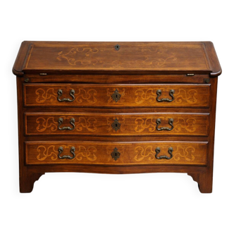 Piedmontese curved writing desk in marquetry