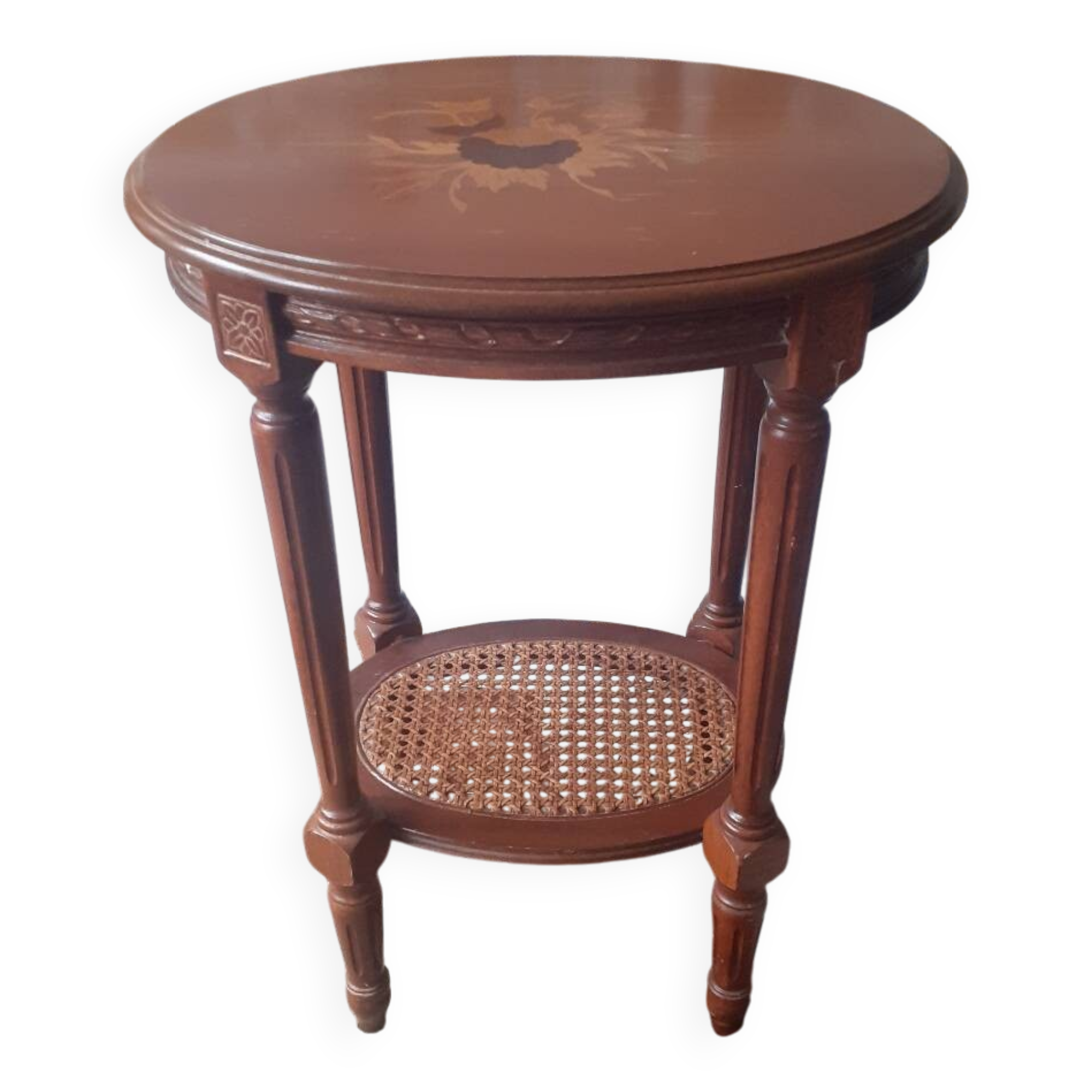 Wooden and cane serving trolley