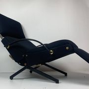 Midcentury dark navy blue Italian lounge chair by Osvaldo Borsani for Tecno, 1950s