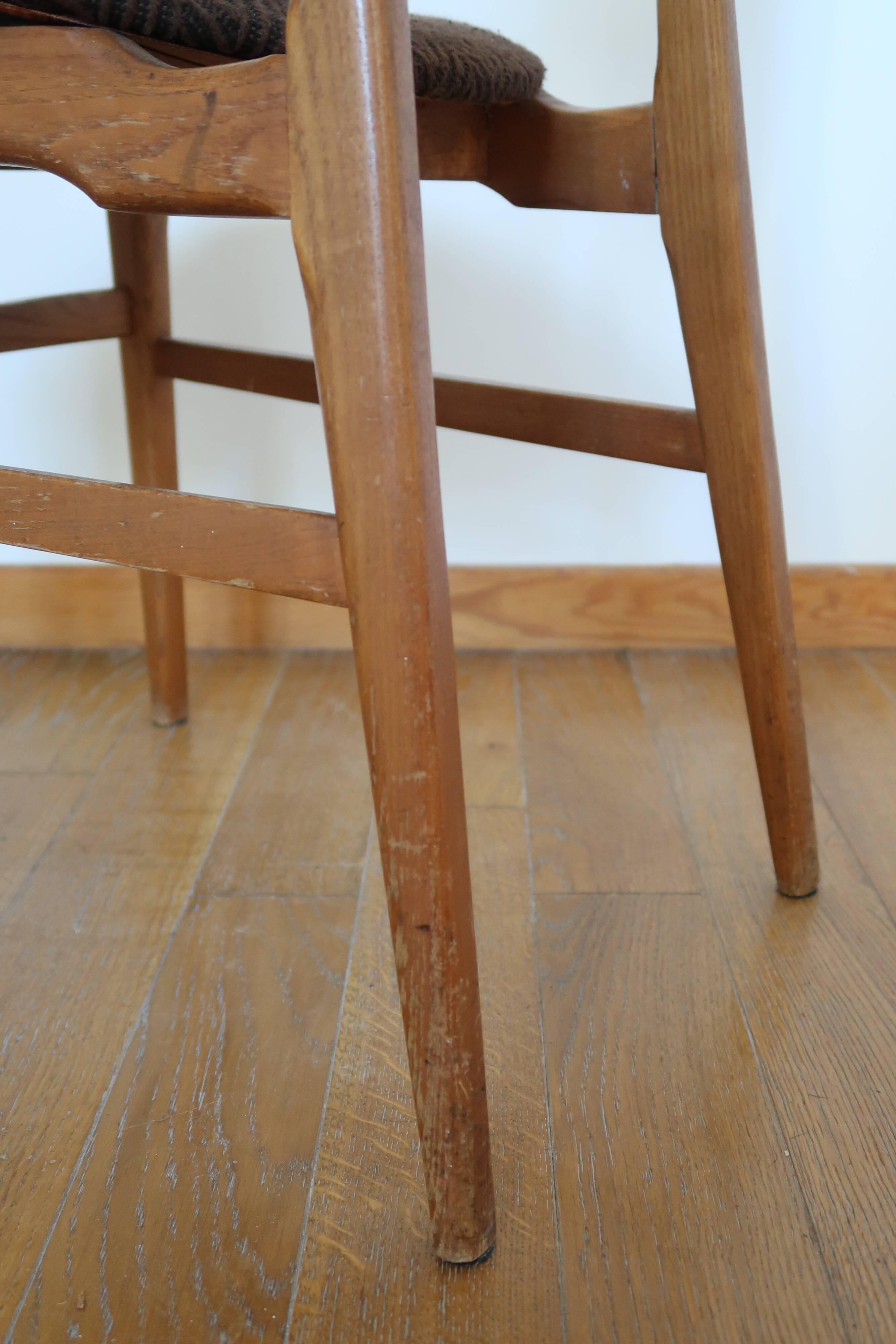 Series of 3 Scandinavian teak and skai chairs