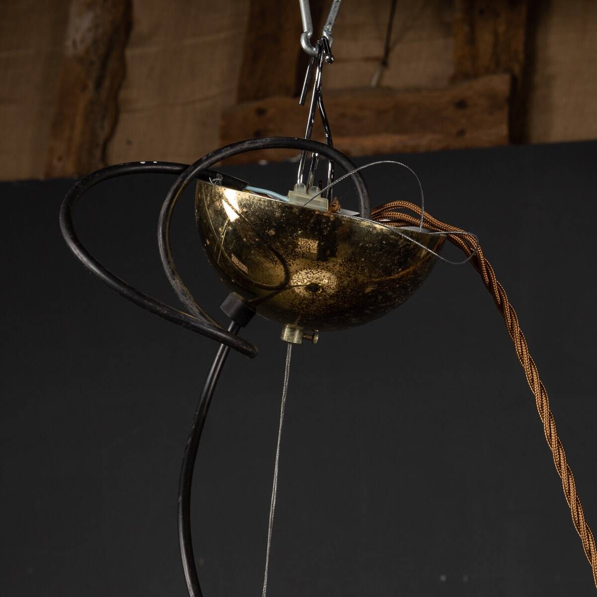 Mid 20thc italian murano glass swirl bowl pendant light by avmazzega c.1970