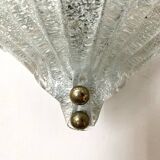 Wall light shell in glass and brass, 1970s-80s.