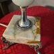Onyx marble lamp 1970, new linen shade 53x23.