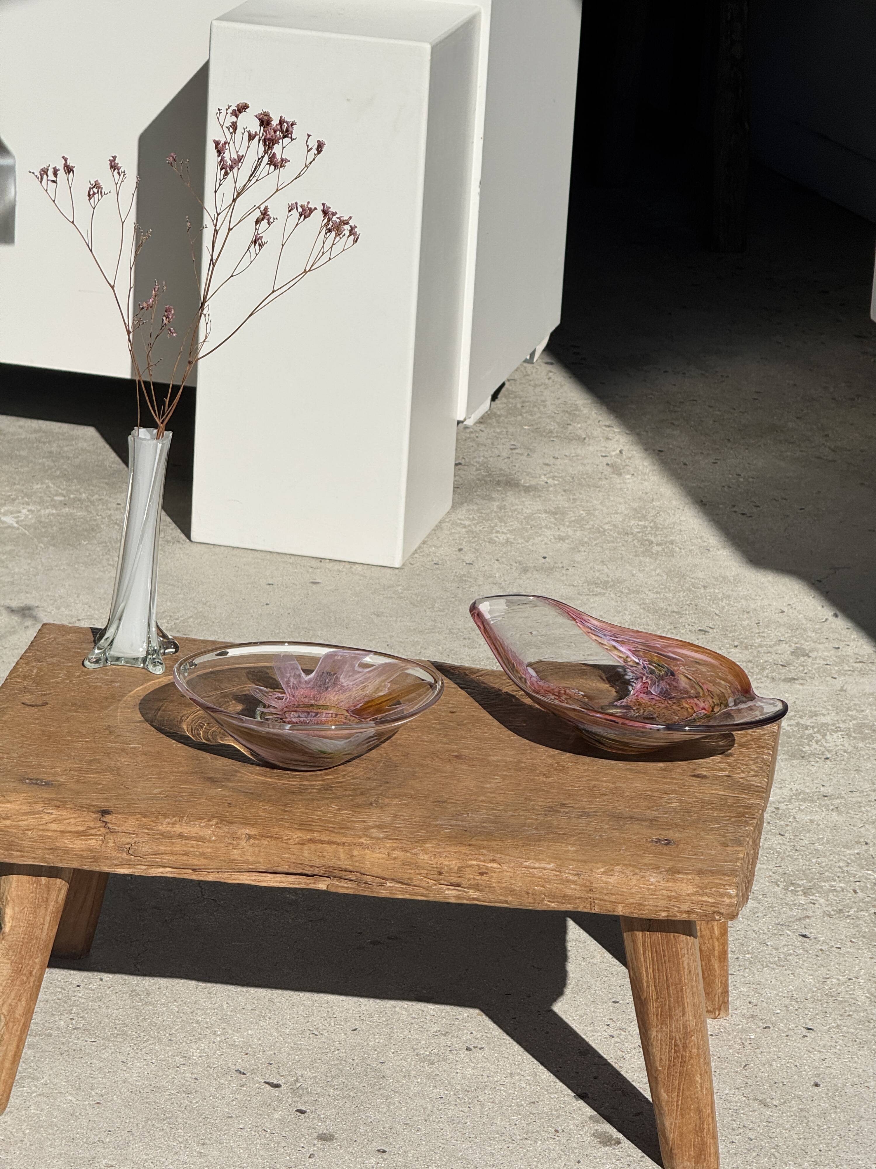 Contemporary pink blown glass bowl Carlos Vieira D21