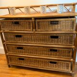 Commode tiroirs rotin