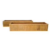 Paire de grandes cache-pot vintage en bambou