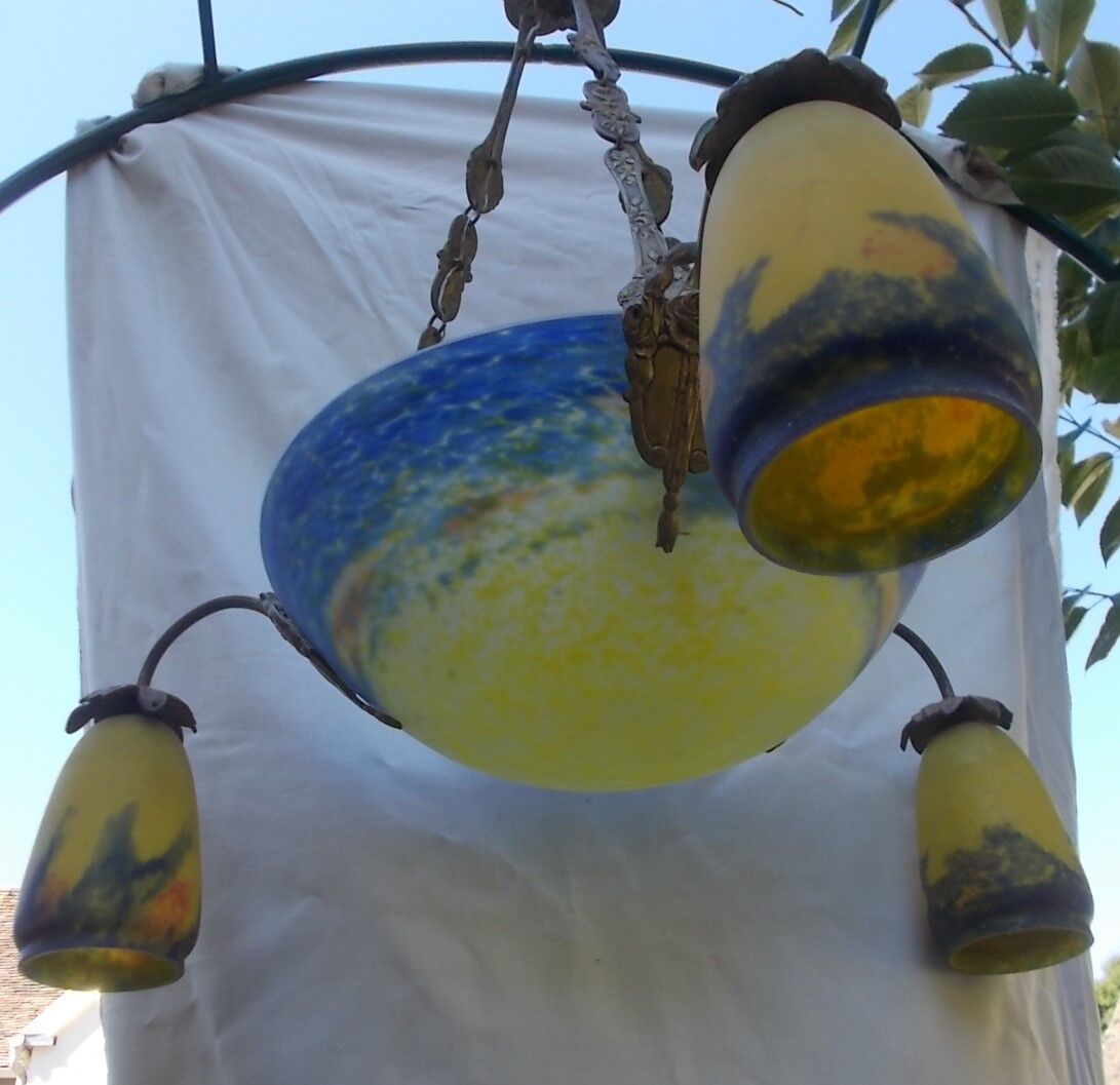 Art Deco chandelier in glass paste