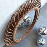 Mirror rattan oval 60x73cm