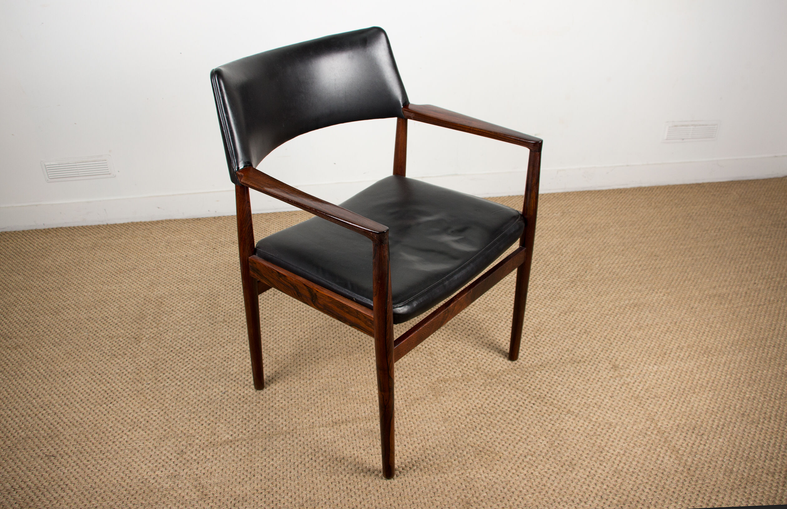 Danish Rosewood and Leather armchair by Erik Worts for Soro Stolefabrik.
