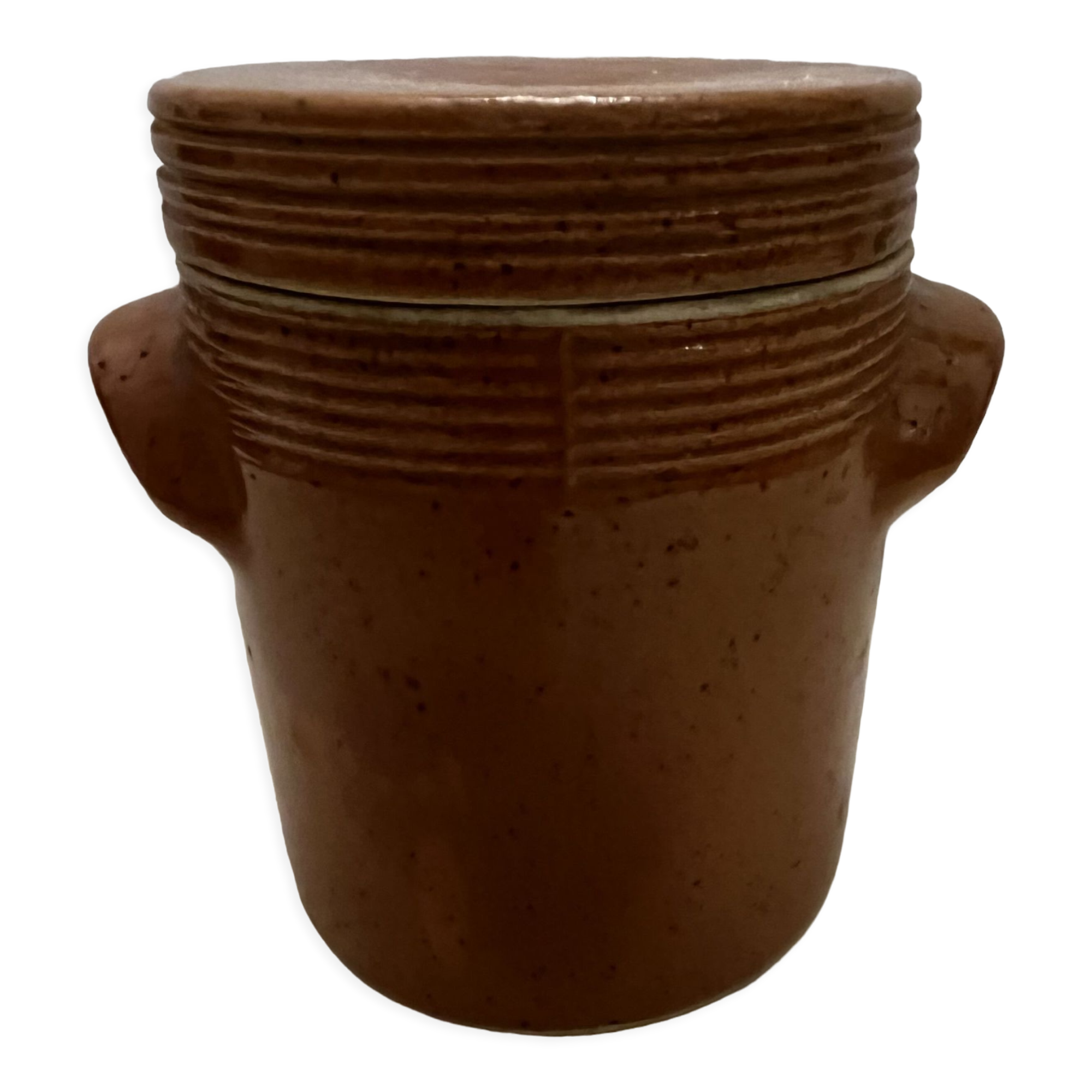 Covered pot in glazed sandstone
