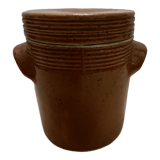 Covered pot in glazed sandstone