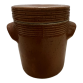 Covered pot in glazed sandstone