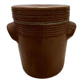 Covered pot in glazed sandstone