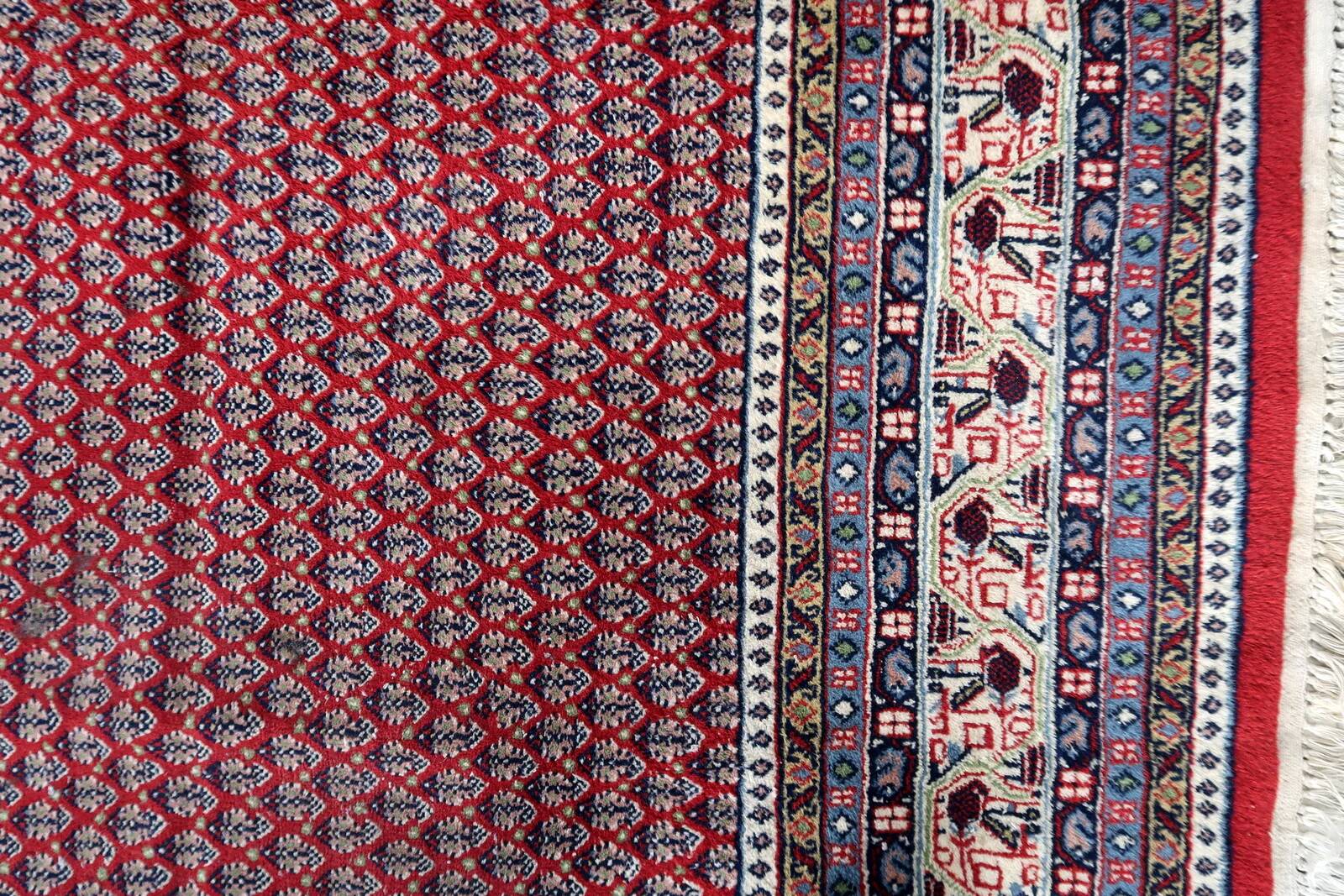 Handmade vintage Indian Seraband rug 204cm x 252cm 1970s