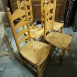 Set of 4 low straw chairs circa 1940