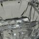 Large vintage square solid glass ashtray