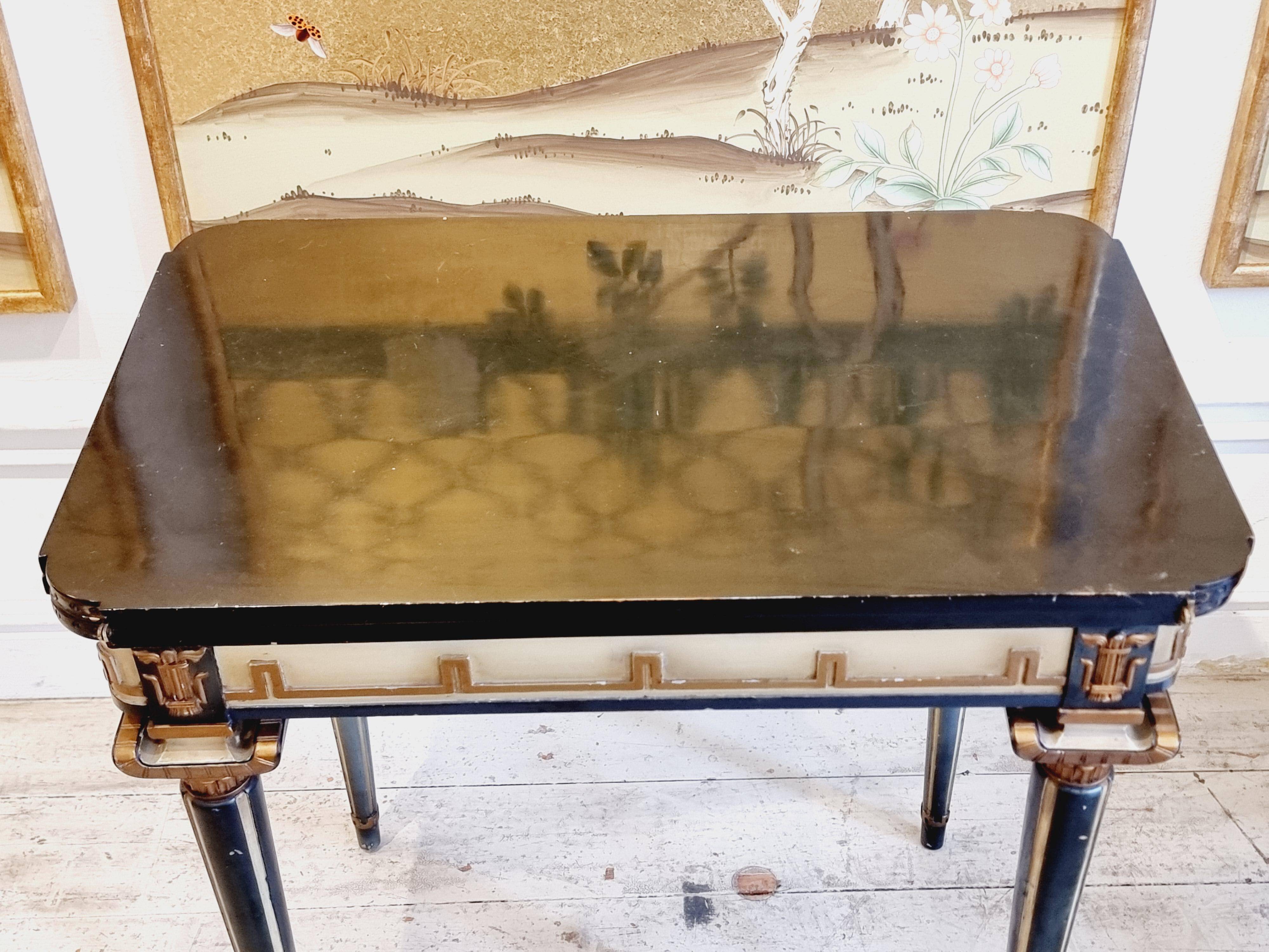 Swedish grace, game table with relief meander decoration, 1920s/30s.