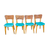 Set of 4 vinyl and wood chairs