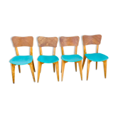 Set of 4 vinyl and wood chairs