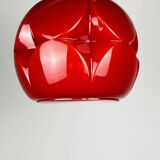 Pair of artichoke glass pendants in red by Peill and Putzler 1960