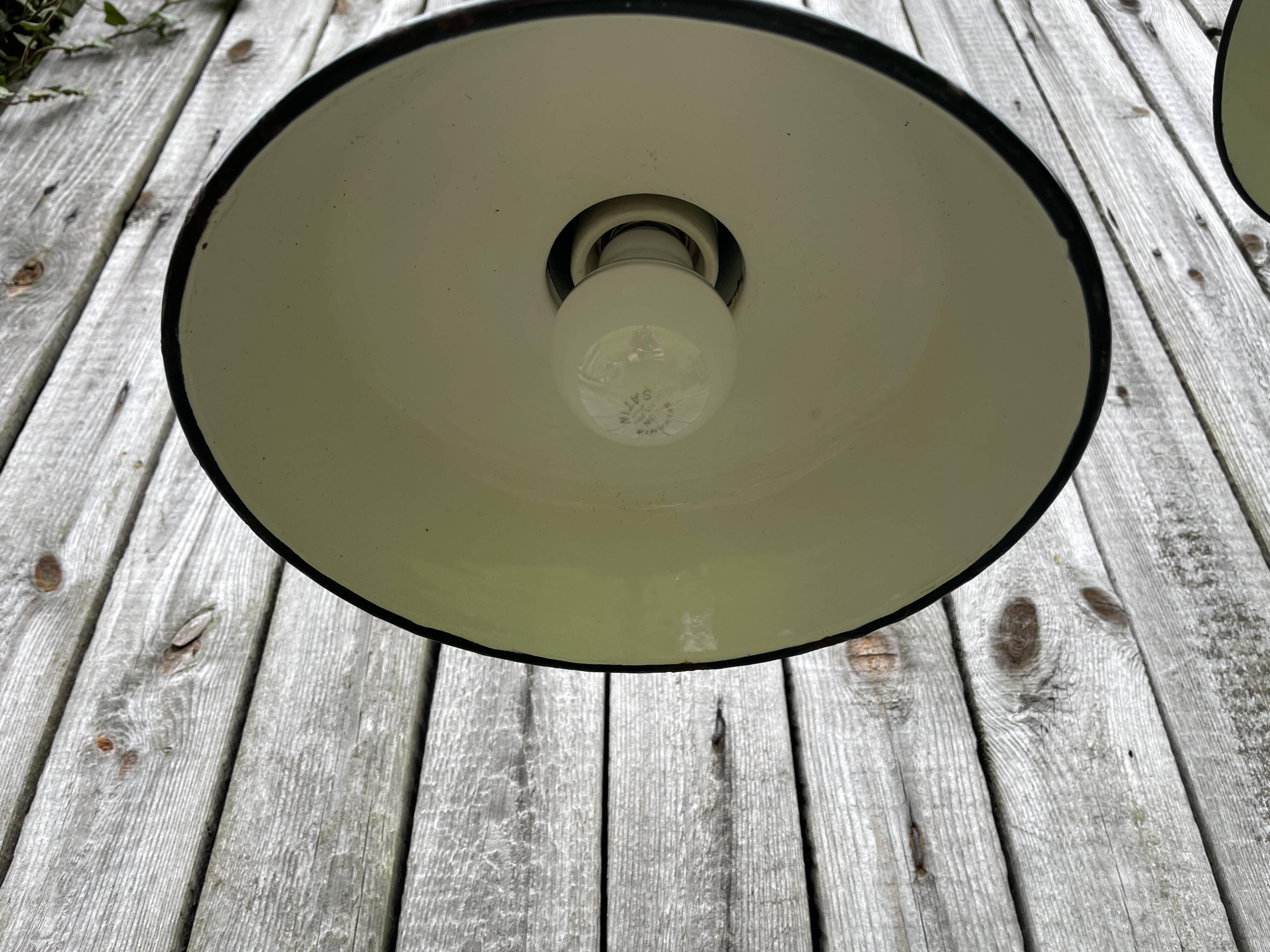 Industrial Green Enamel  Lamp, 1960s