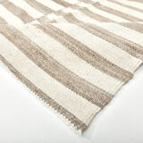 210x300 cm Natural Turkish Kilim, Striped white and brown kilim carpet