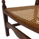 Fauteuil Art Déco en chêne tressé, design minimaliste.