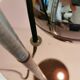 Lampe de table Space Age, en aluminium, métal et plexi plastique