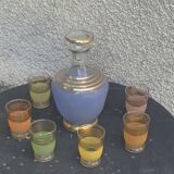 Liqueur set, Porto, consisting of a blue granite carafe and 6 glasses
