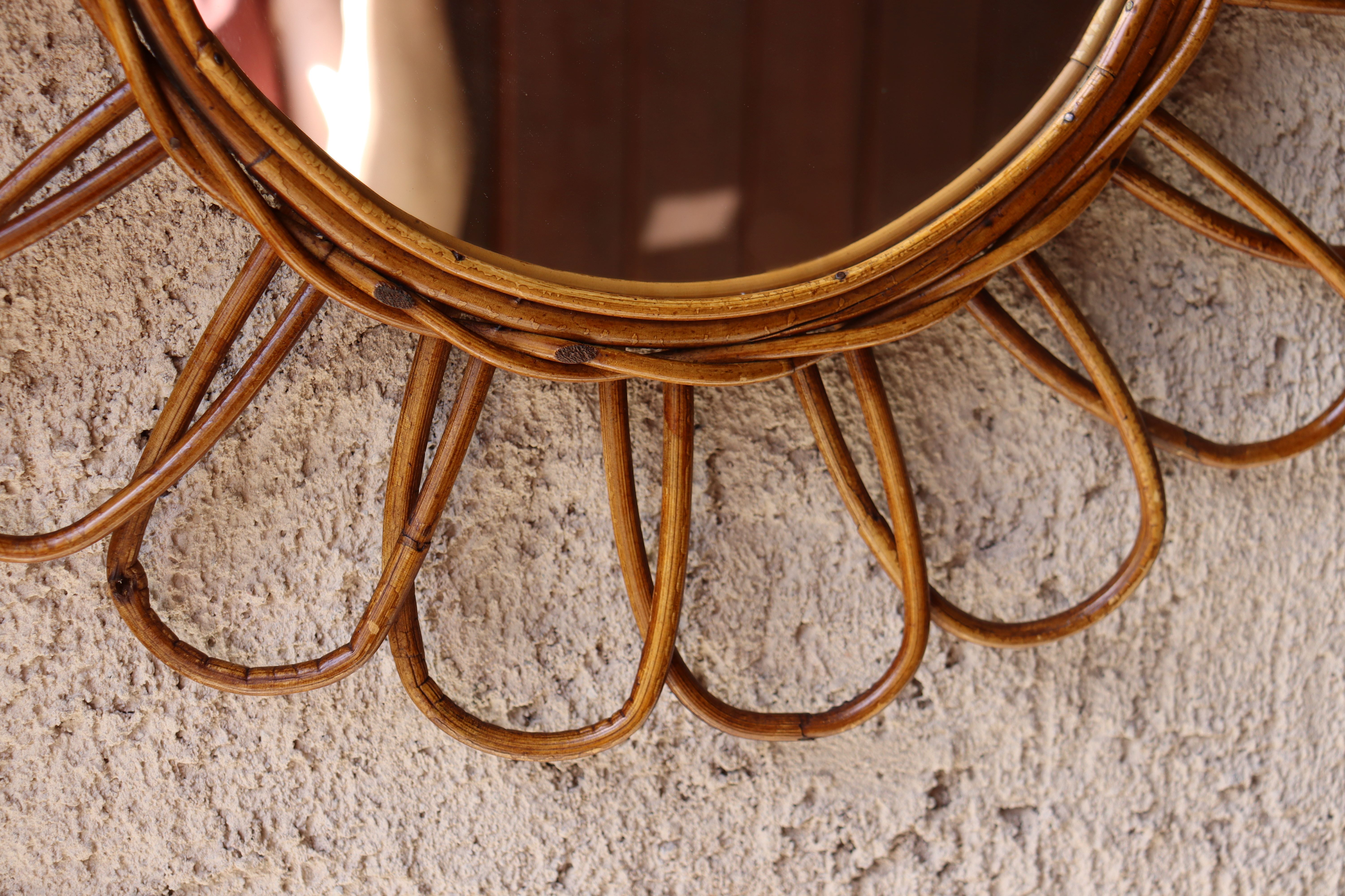 Vintage rattan mirror