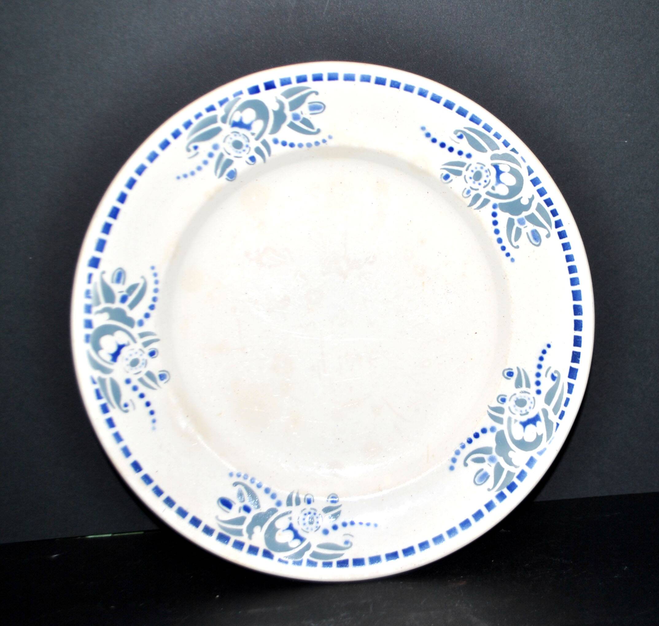 ART DECO mounted plate, Longwy earthenware footed bowl, 1920-1930